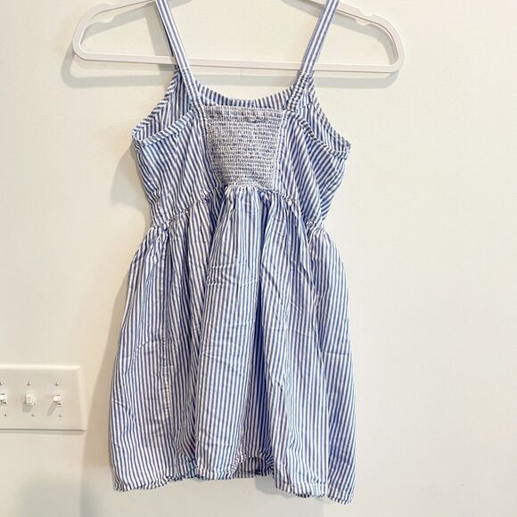 Crewcuts Girls Blue Striped Sundress Size 10 Button Front Pockets Smocked Waist - Picture 7 of 11